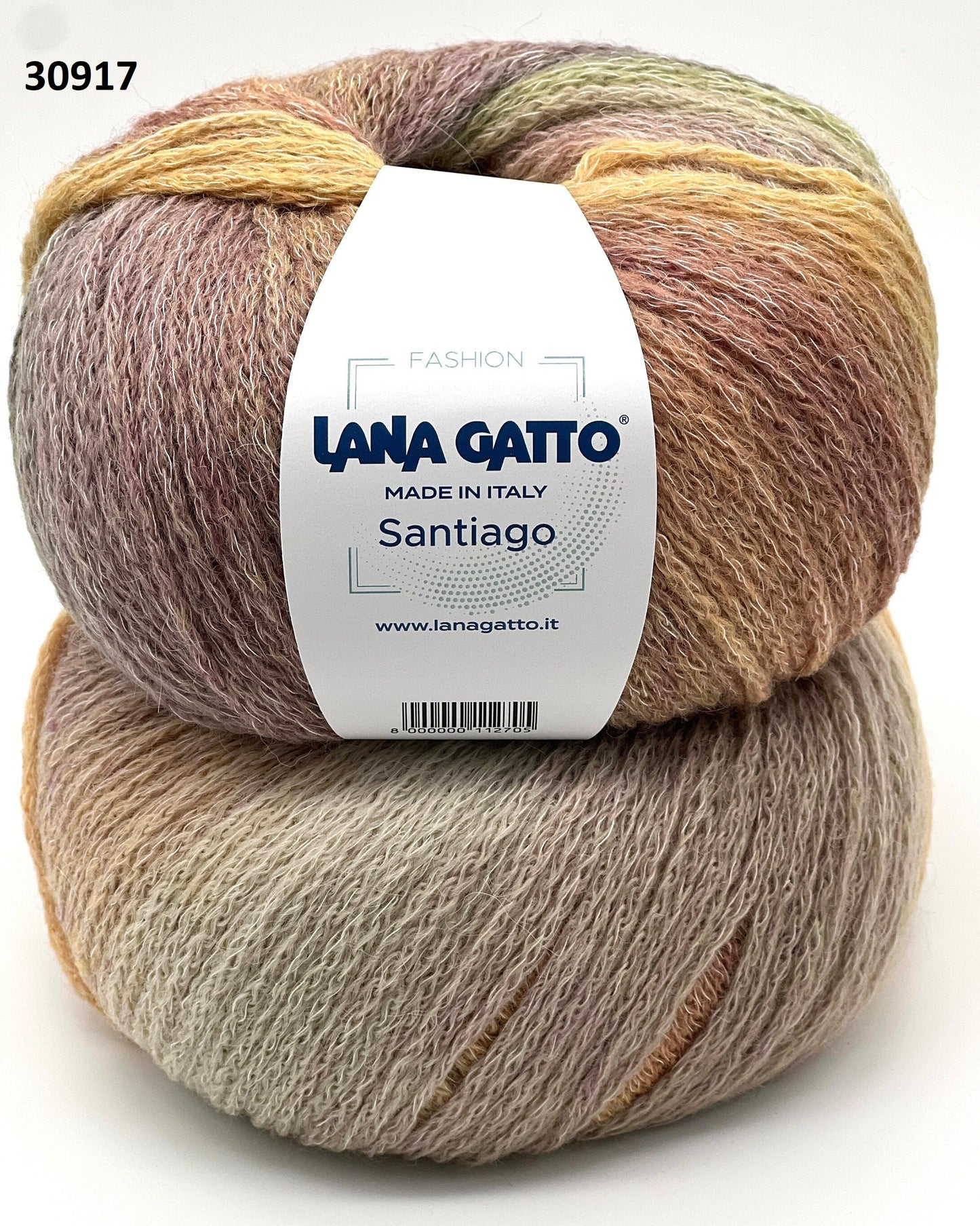 Two balls of yarn with a Lana Gatto label on a white background