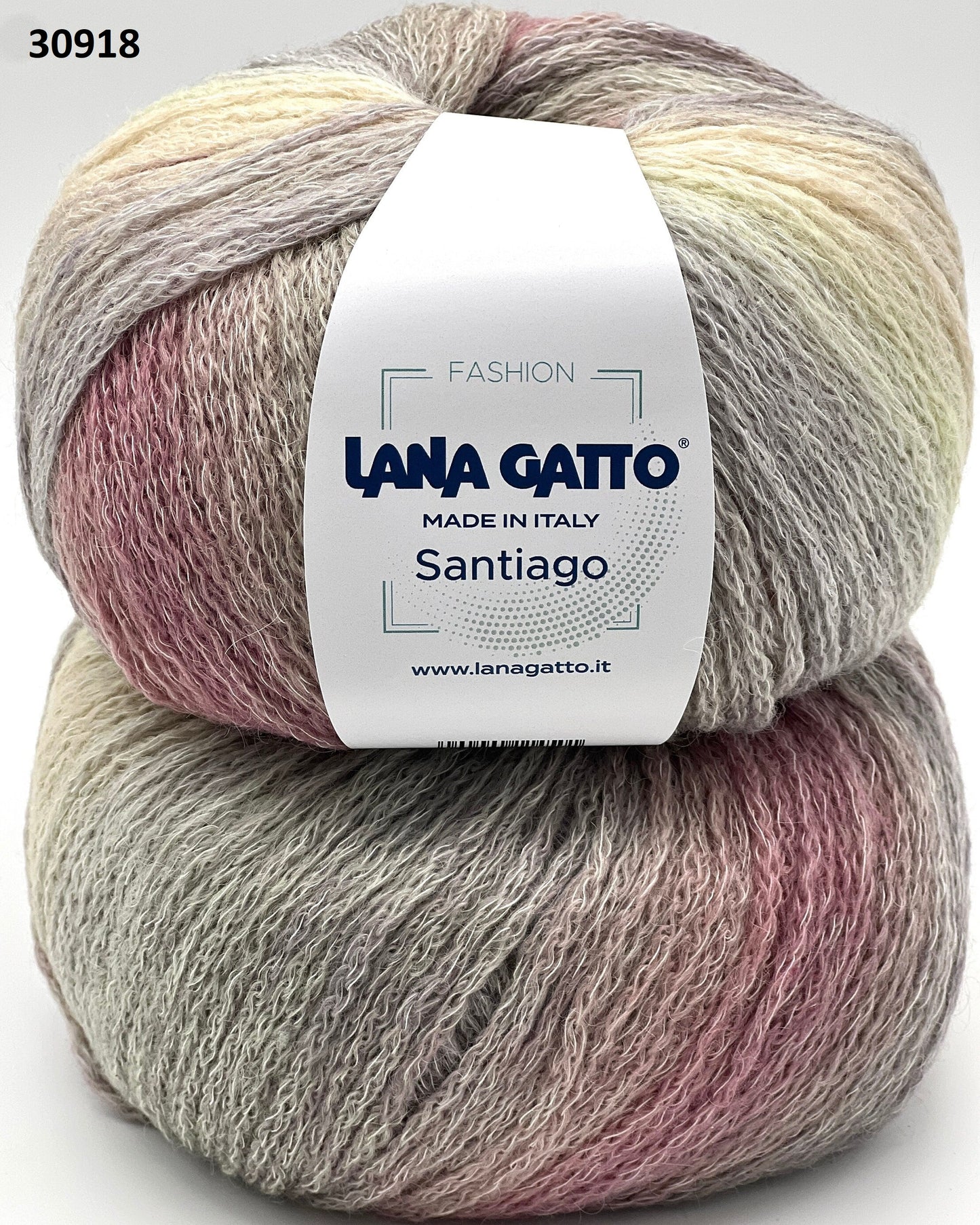 Two balls of yarn with a 'Lana Gatto' label on a white background