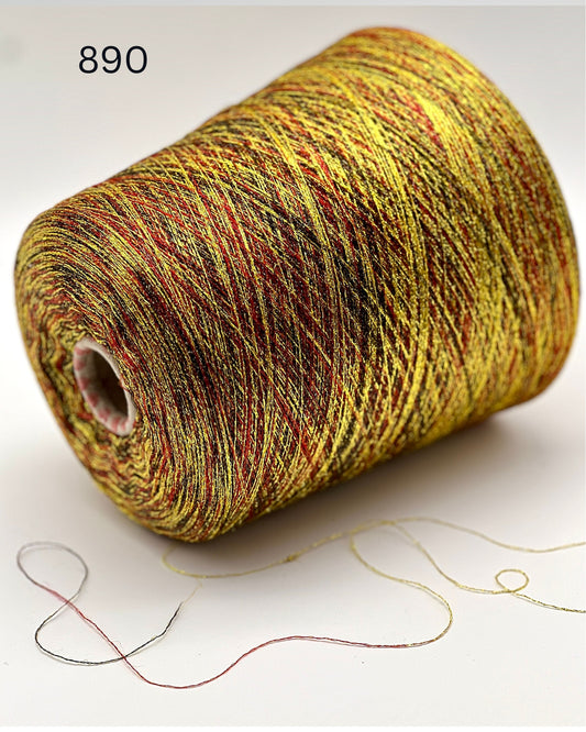 MISSONI DOMASO metallic lurex yarn cone in bright copper orange color, luxury Italian fashion-house yarn