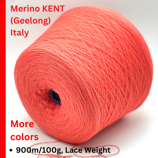 Merino 100% Wool, KENT (Supergeelong), Premium Italian Yarn by Zegna Baruffa, Available in Balls and on Cones, Lace Yarn, 900m/100g (984y/3.52oz)