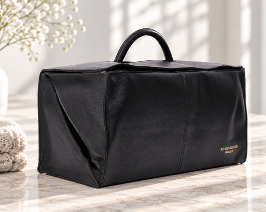 REDESIGNED Project 115 Danish genuine urban leather zipperless magnetic knitting project bag from iDOKNiT
