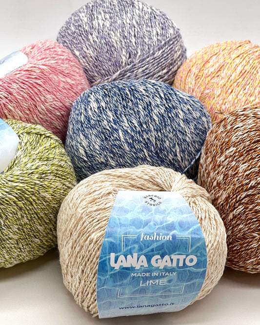 Lana Gatto LIME 100% organic cotton Italian sport weight yarn for eco-friendly summer knitting at iDOKNiT.