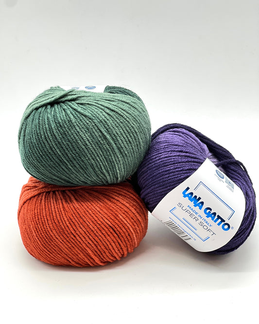 Lana Gatto SUPER SOFT Gradient Colors yarn ball – extra fine merino wool made in Italy