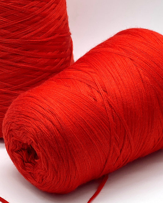 Premium iDOKNiT DK weight yarn, ALBA by Botto Giuseppe Italy. 100% Superfine Merino wool constructed from 7 individual threads for superior stitch definition and softness, 210m/100g. Authentic Italian-made luxury yarn in 2152 Scarlet Red, curated by iDOKNiT for professional-grade garments.