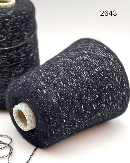 Chanel Group Paima Nuage Nodino Italian cashmere silk nubby fantasy yarn in Midnight Navy from iDOKNiT