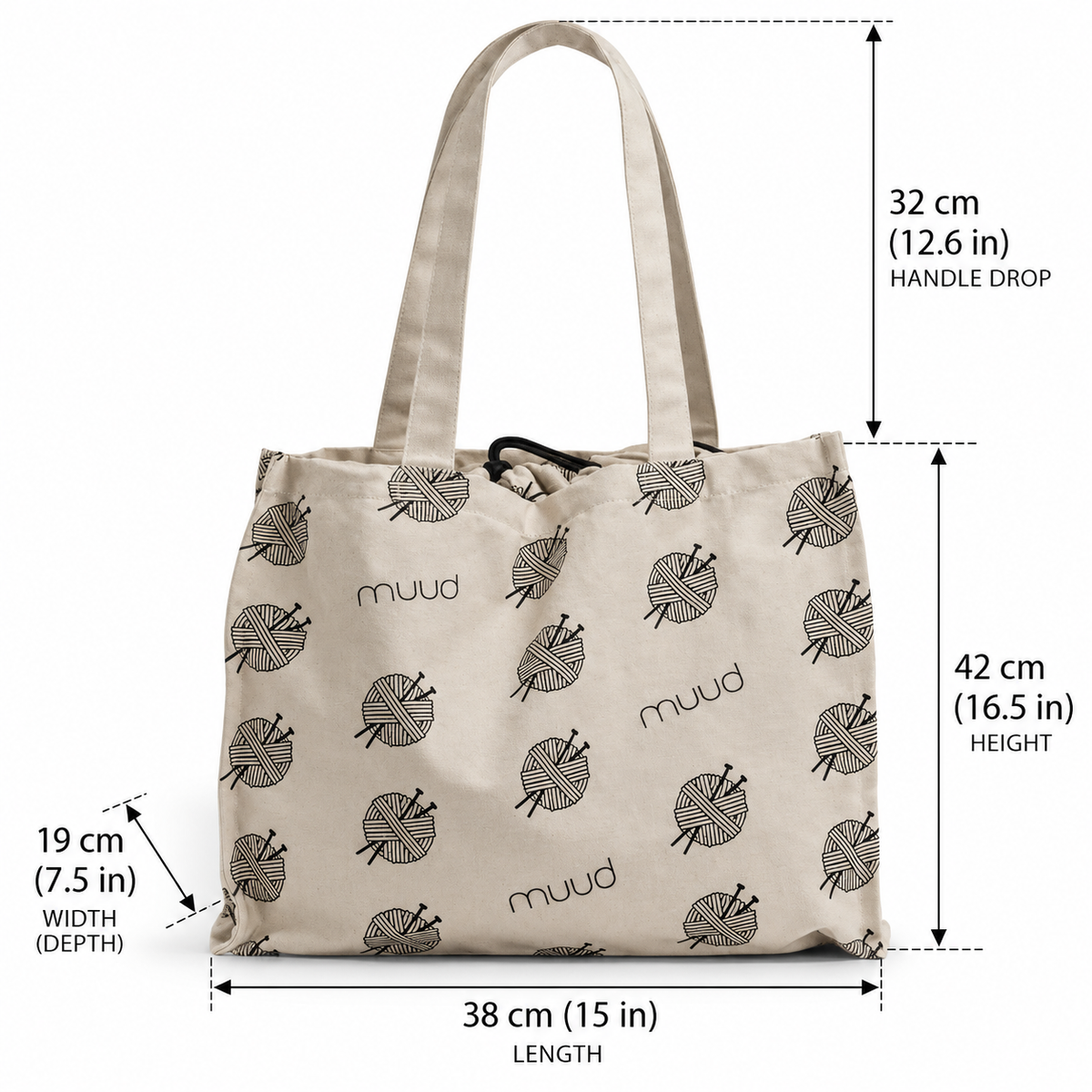 muud recycled cotton shopper tote bag canvas reusable project bag from iDOKNiT