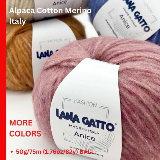 Yarn balls with Lana Gatto labels on a white background