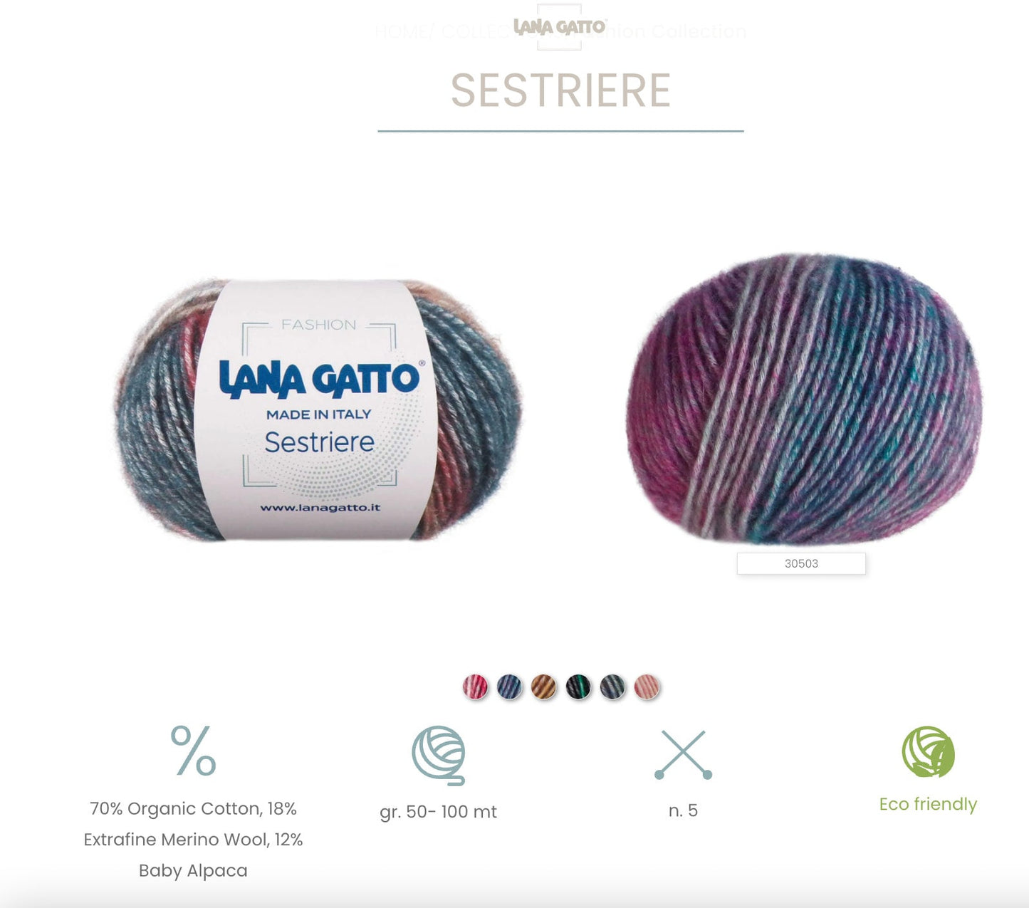 Organic Cotton Merino Baby Alpaca Yarn, SESTRIERE, Limited Fashion Collection by Lana Gatto, Italy, Aran Weight, 50g/100m (109yrds/1.72oz)