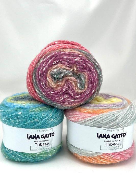 Cotton Alpaca Cord Yarn, Lana Gatto TRIBECA, Easy Beginner Aran Yarn, Fast Knit Italian Yarn, 180m/100g