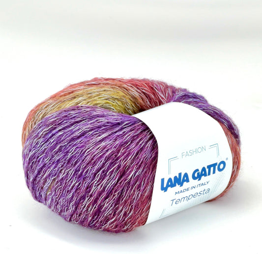 Хлопковая пряжа, пряжа DK, пряжа Cord, модная пряжа, многоцветная пряжа, TEMPESTA, Lana Gatto, итальянская пряжа, летняя пряжа, подарок для вязальщиц, 50 г/100 м