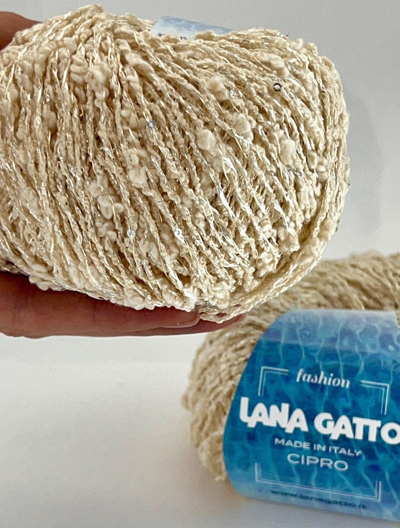 PAILLETTES Cotton Yarn, Sequin Yarn, CIPRO, Chanel-Style Yarn, Lana Gatto, Italian Yarn, Tshirt yarn, Fashion Collection Yarn, 50g/90m (98y/1.76oz)