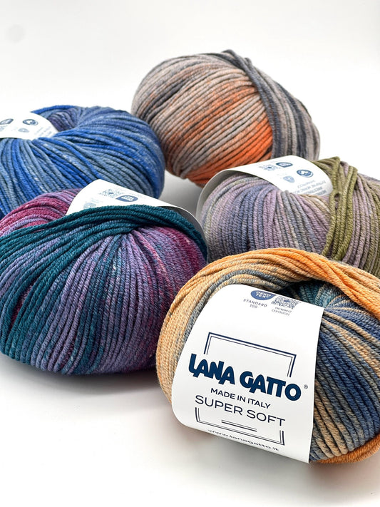 Lana Gatto SUPER SOFT Print Colors yarn ball – extra fine merino wool made in Italy