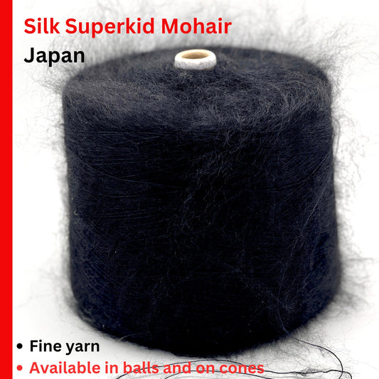 Silk Mohair Yarn HASEGAWA, Luxurious Ultra Soft Japanese Yarn Available on Cones and in Balls, Superfine Weight, 1200m/100g (1312y/3.52oz)