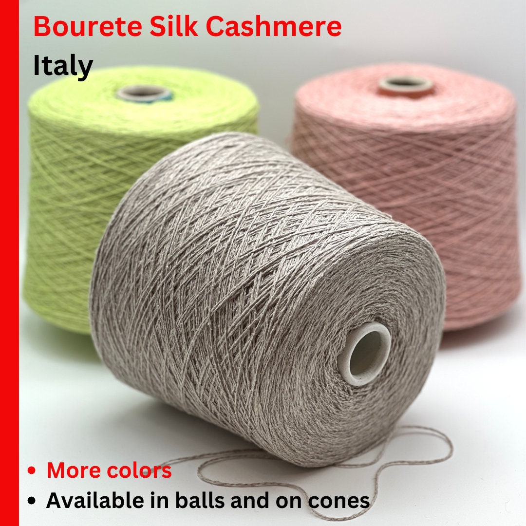 Bourette Silk Cashmere Yarn, MARIKA, Filcom, Luxury Italian Yarn, Available on Cone and in Balls, 550m/100g