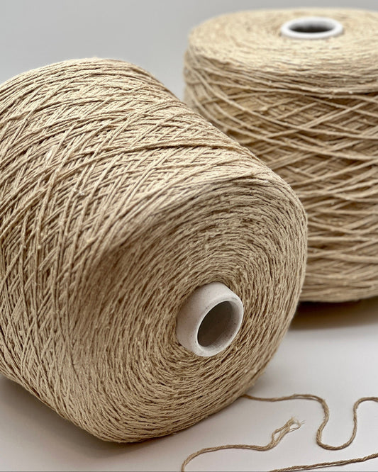Exclusive iDOKNiT sport weight yarn, SETA TUSSAH by RiGo Italy. 100% pure Tussah silk with a Tit. 3000 count, providing 300m per 100g. Authentic Italian-made luxury fiber featuring a soft, slightly textured matte sheen, curated by iDOKNiT for elegant hand and machine knitting projects.