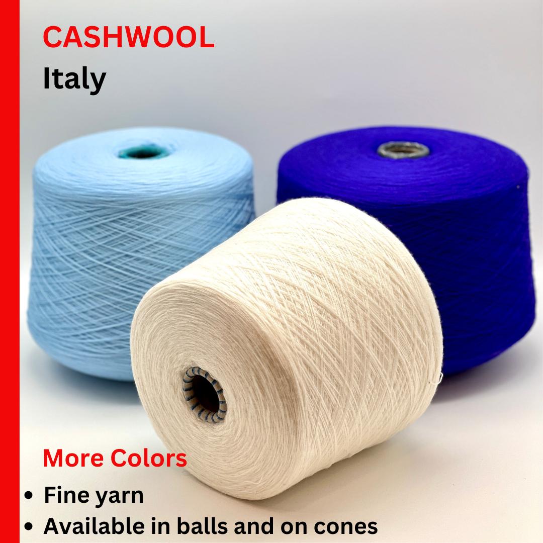 100% Merino Wool, CASHWOOL, Premium Italian Yarn by Zegna Baruffa, Italy, Available in Balls and on Cones, Lace Yarn, Weight Varies by Color
