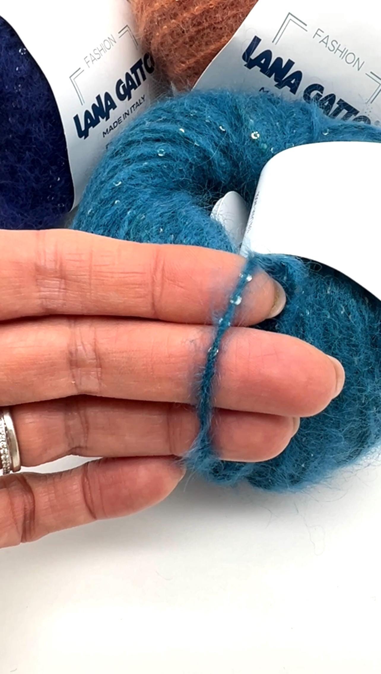 Paillettes Mohair Knitting Yarn, PALLADIO, Lana Gatto Limited Edition from Italy, DK - Worsted Weight, Soft Sparkling Yarn, 50g/95m (1.76oz/104y)