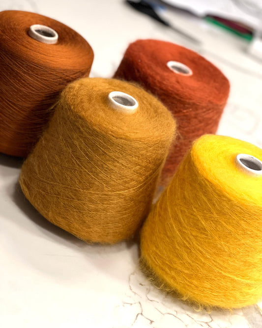 Silk Mohair and WISH Merino color-matched Italian yarns, iDOKNiT shop