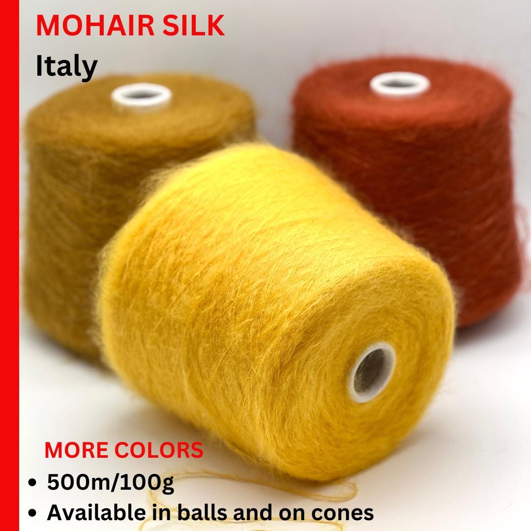 Silk Mohair Yarn, MOHAIRSILK, Luxury Collection by RiGo, Italy, Available on Cone or in Balls, Lace Yarn, 500m/100g (546y/3.52oz)