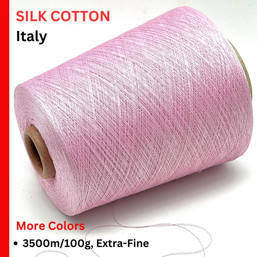 Silk Cotton Yarn, KYOTO, Premium Italian Yarn by Zegna Baruffa, EXTRA-FINE Yarn, Available on Cones, 3500m/100g (3827y)