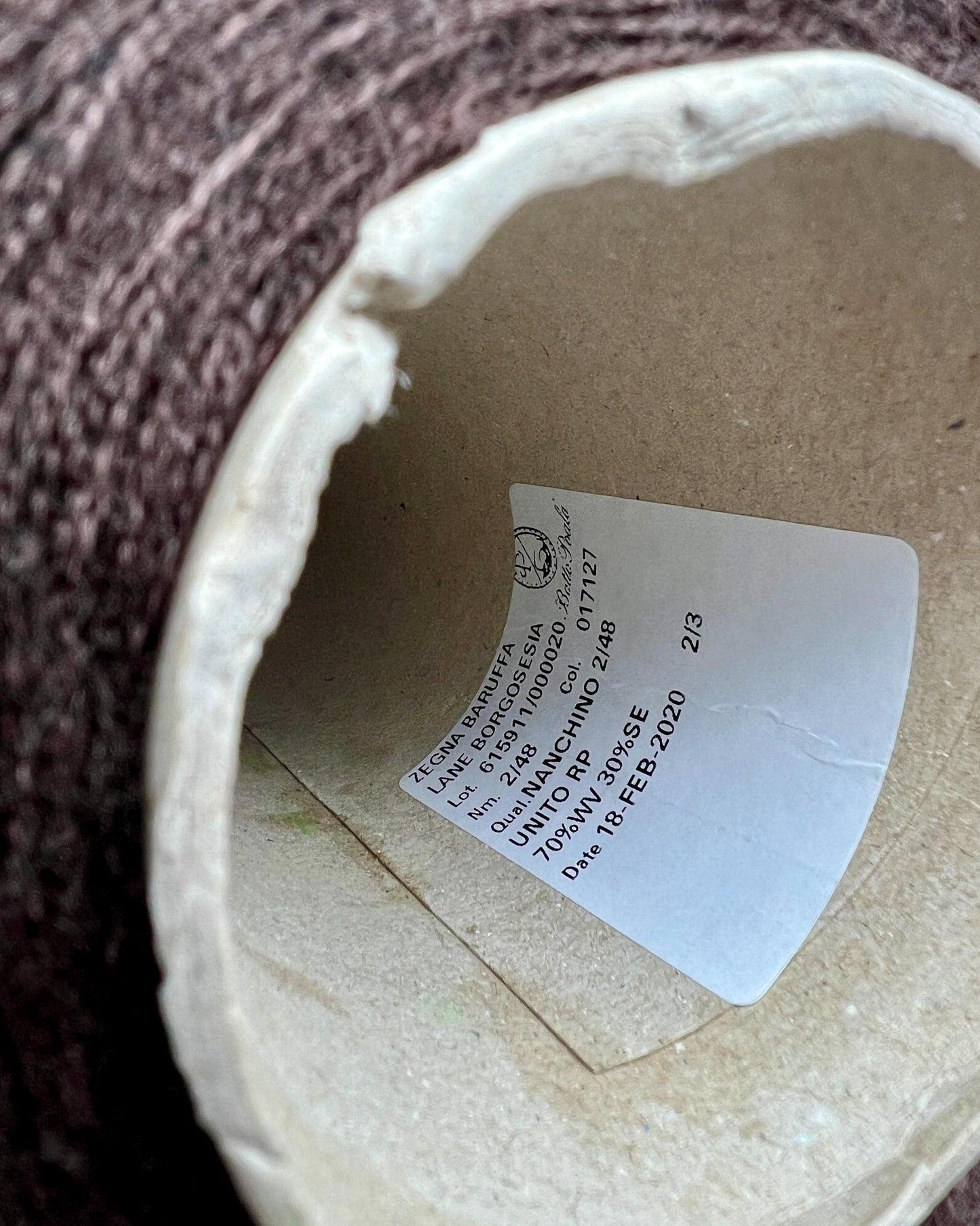 Chocolate yarn on paper cone