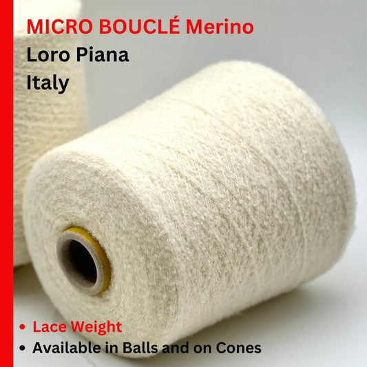FLUFFY Boucle Merino Yarn, HAIR WISH, Premium Italian Yarn by Loro Piana, Available in Balls and on Cones, Lace Weight, 1200m/100g (1321y/3.52oz)