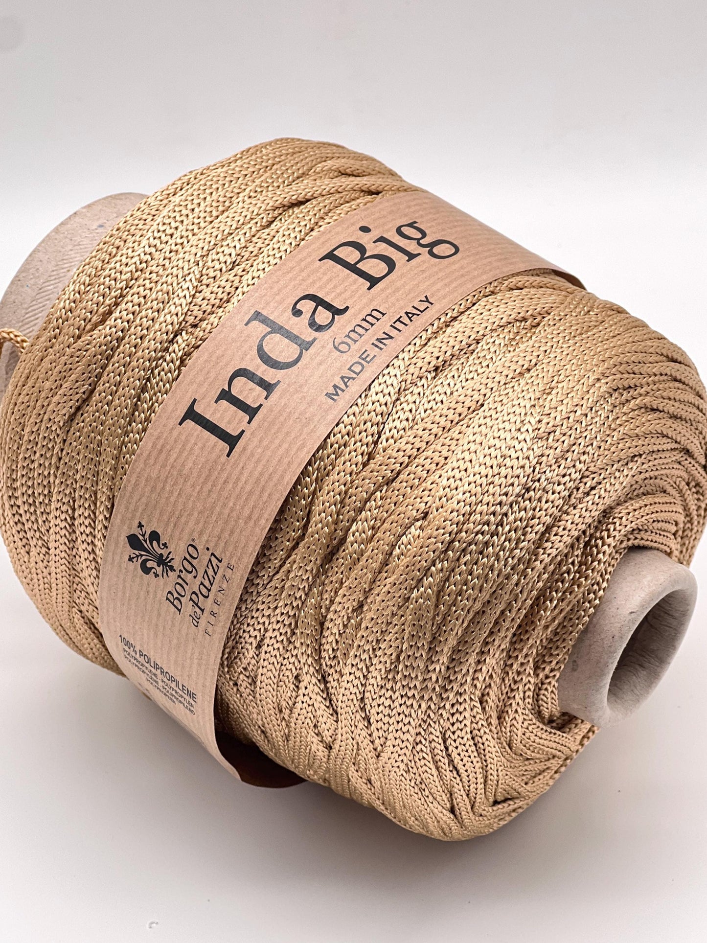 Structured, Water-Resistant Yarn, INDA BIG by Borgo de Pazzi, Italy, Perfect for Crochet Bags, Baskets, Home Décor and Macramé, 500g/165m