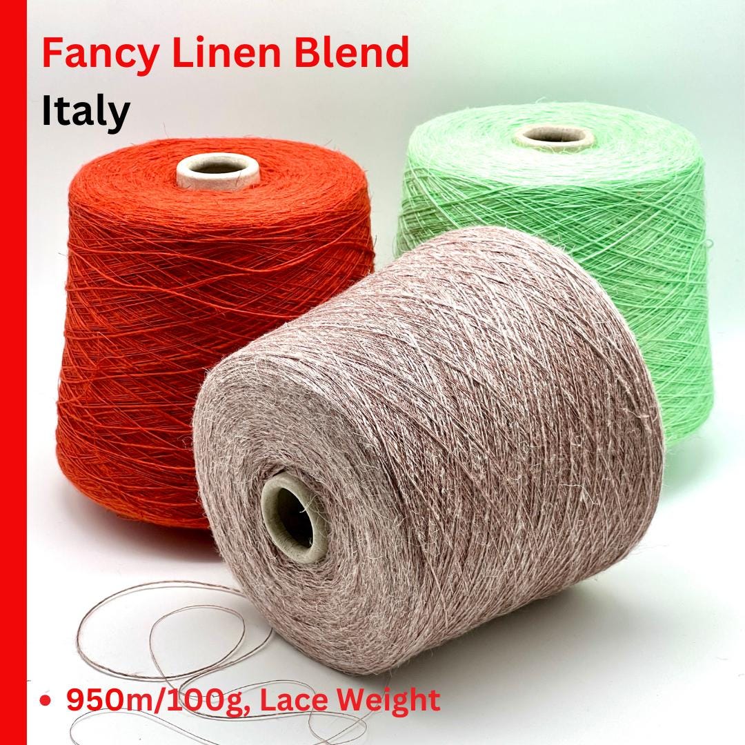 Linen Blend Yarn, GINGER, Fancy Italian Yarn by LANIFICIO dell' OLIVO, Sold in Balls and on Cones, Lace Weight - 950m/100g