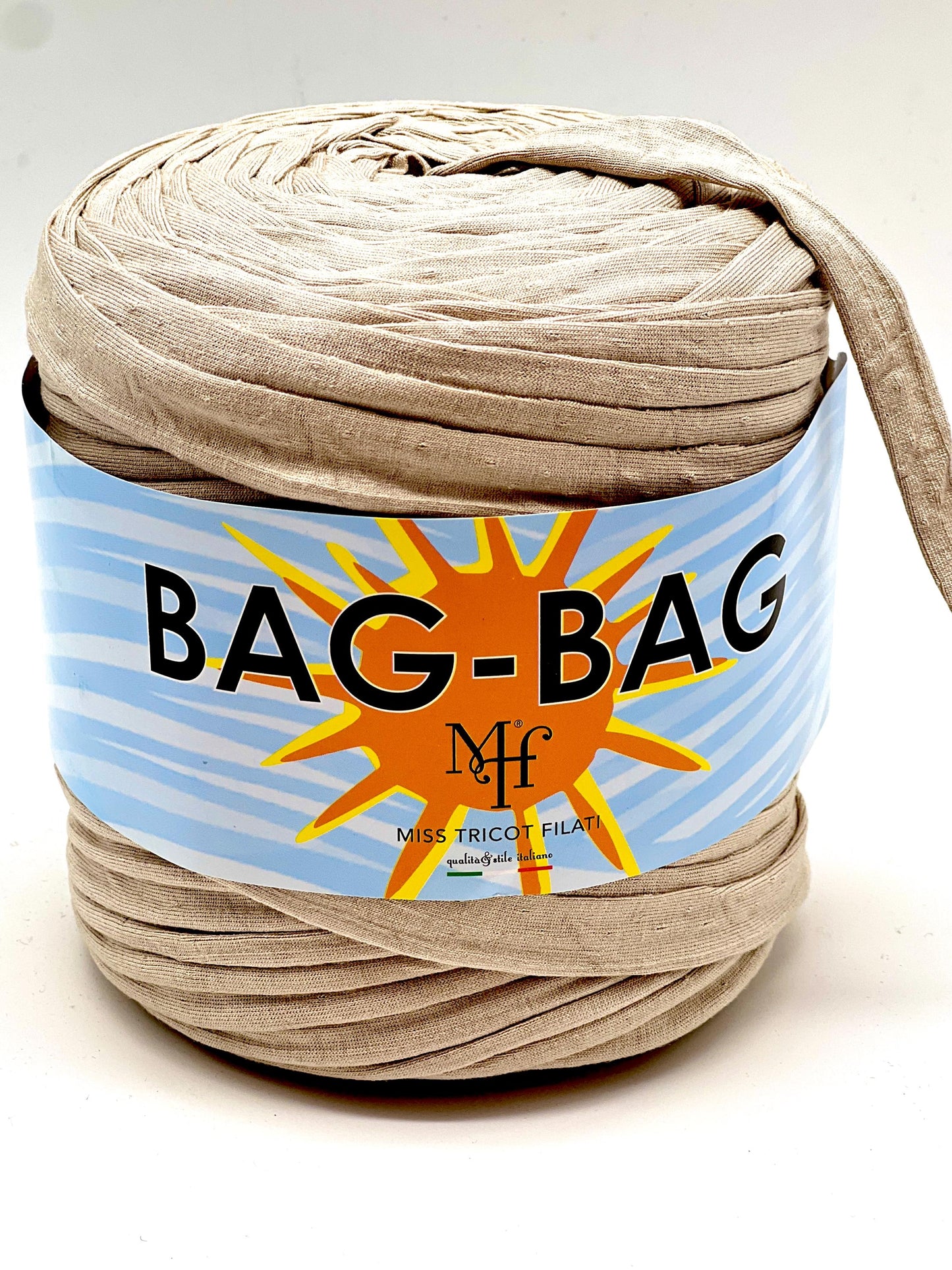RIBON Spagehtti Yarn, FASHION BAG,  Made from Real T-Shirt Material, Cotton Lycra Stretch Thread, Italy, Perfect for Crochet Bags, 700g/130m