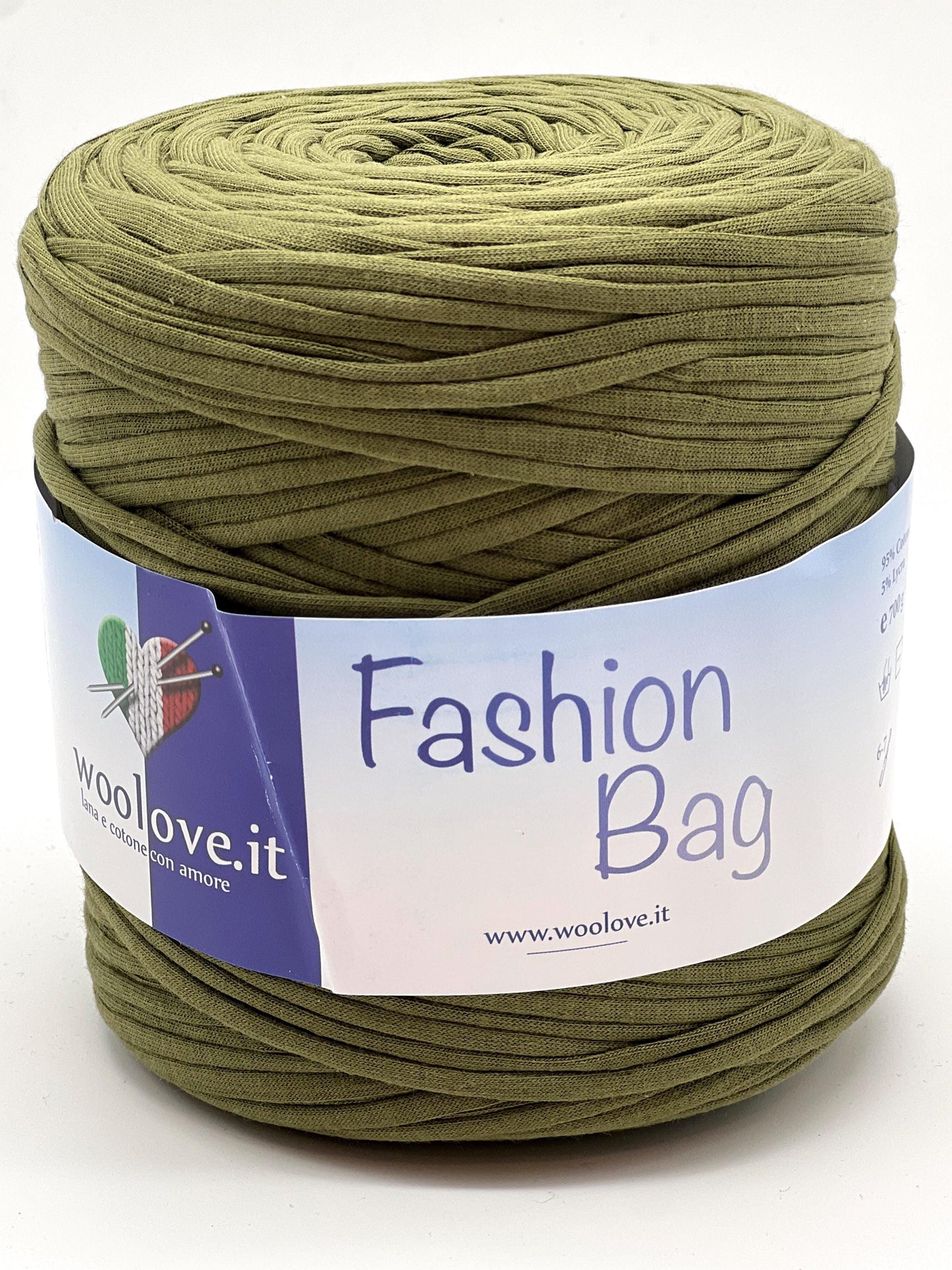 RIBON Spagehtti Yarn, FASHION BAG,  Made from Real T-Shirt Material, Cotton Lycra Stretch Thread, Italy, Perfect for Crochet Bags, 700g/130m