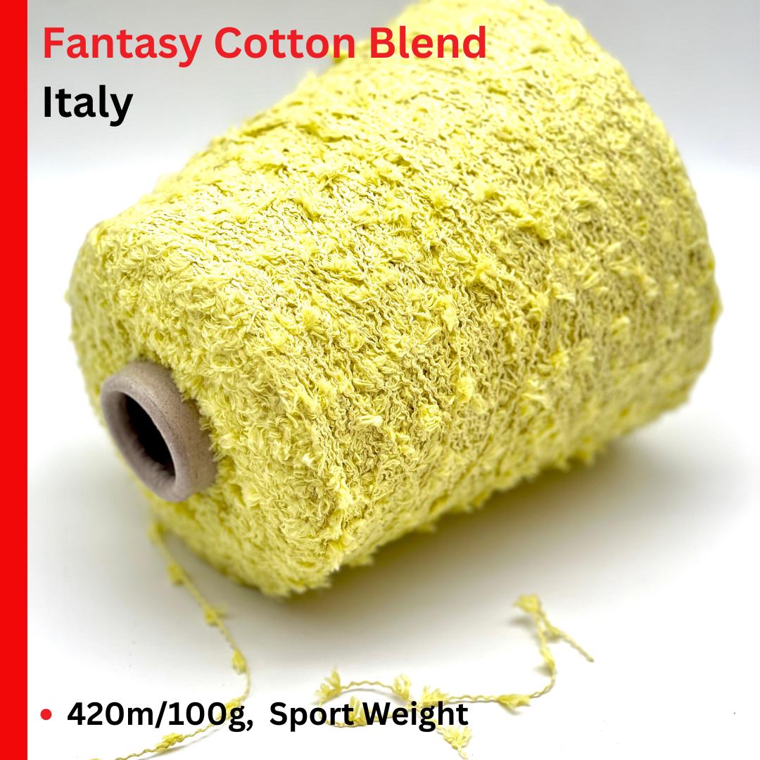 WHOLE CONE SALE: Fantasy Cotton Blend Yarn, ALOE, Premium Italian Yarn by Filati Be.mi.va., Available in Balls or Cones, Fingering Weight, 420m/100g (459y/3.52oz)