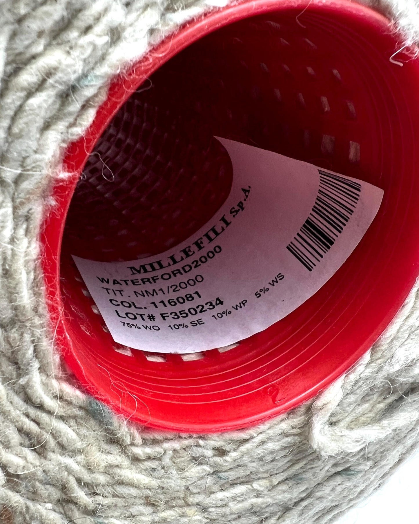Red filter with a label on a white background