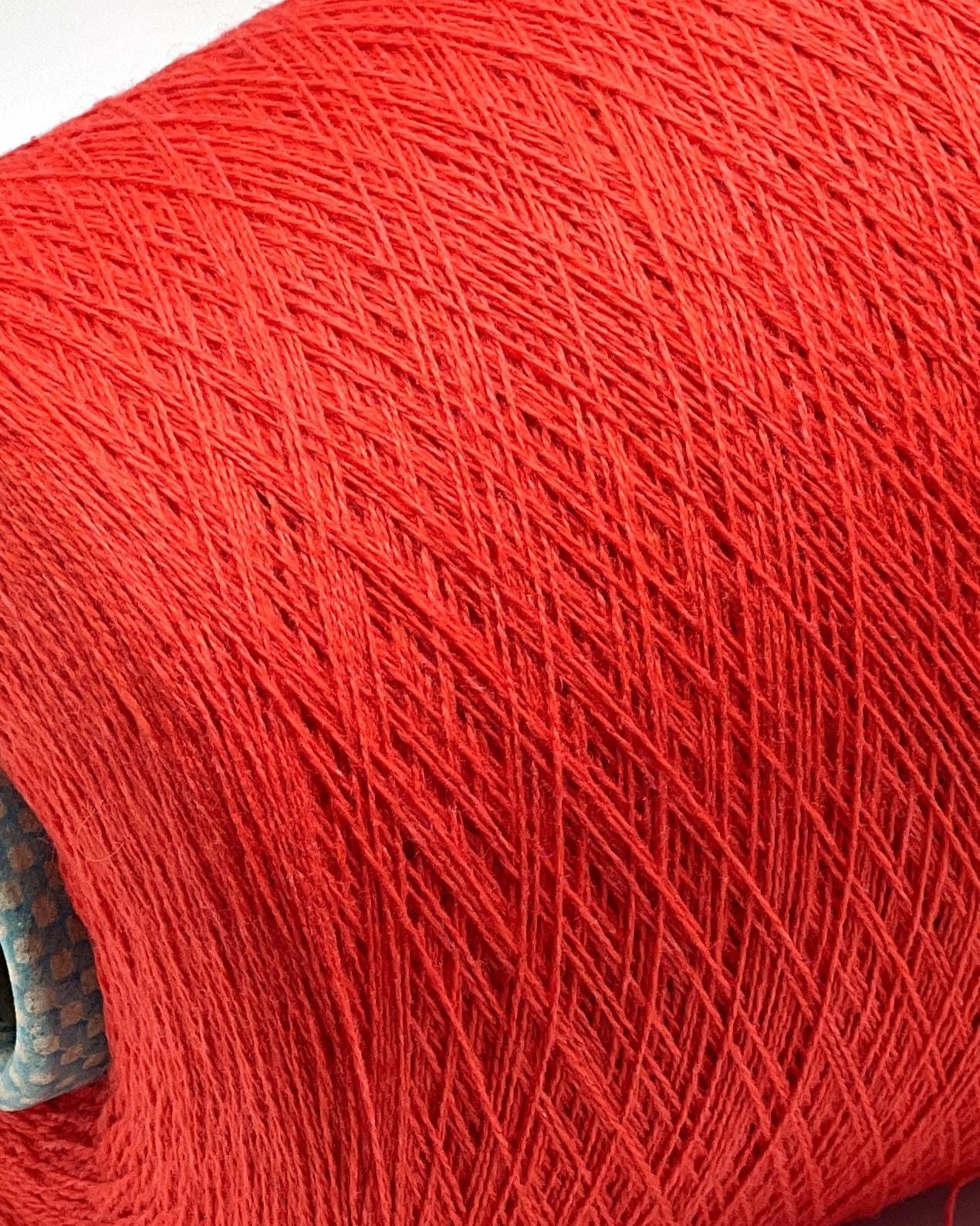 Close-up of a red spool of yarn