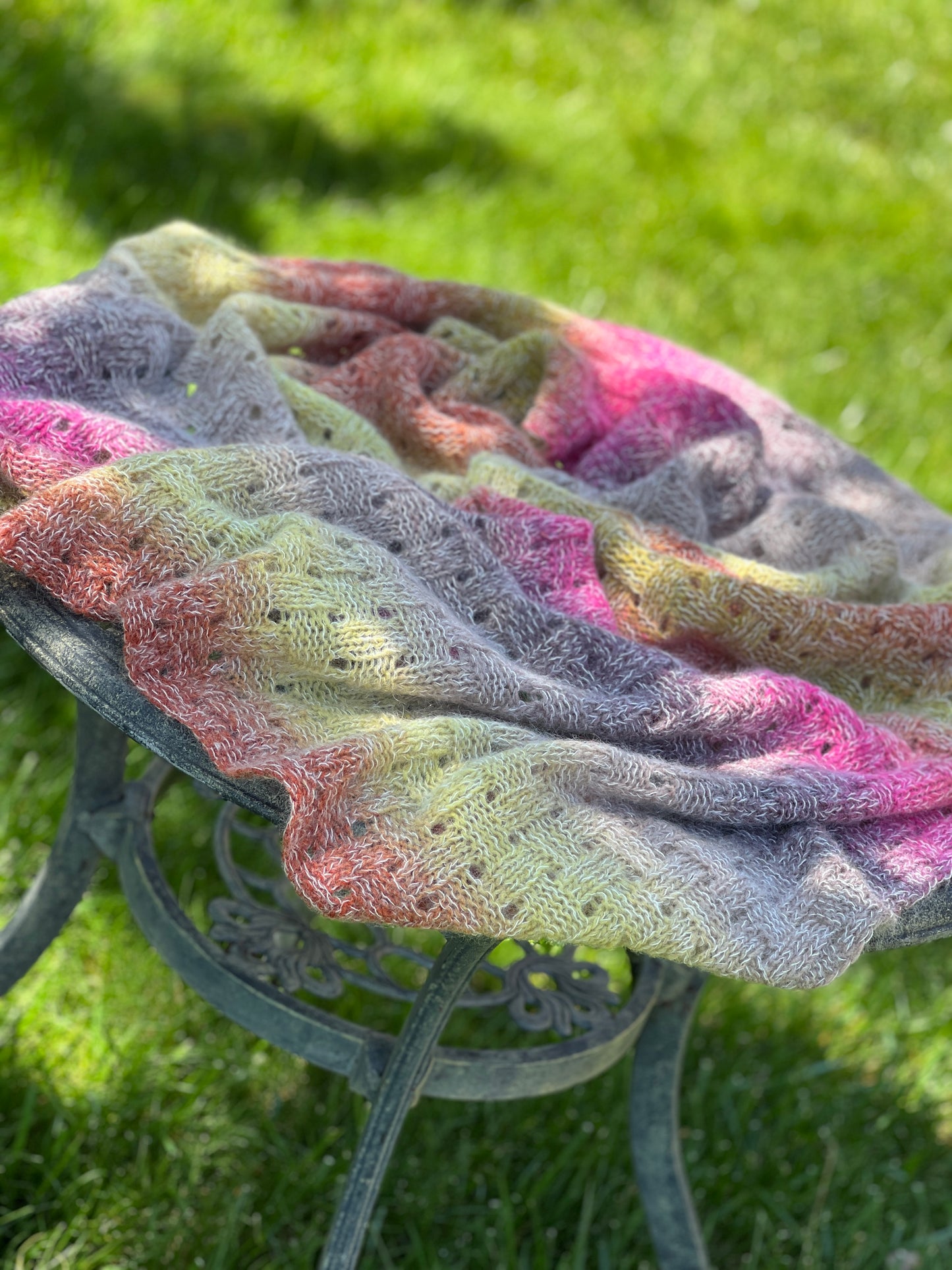 Gradient Hand-Knitted Palantine Shawl Scarf, Dundaga Wool Alpaca Oversized Wrap, Van Gogh Monet Goya Artist Collection
