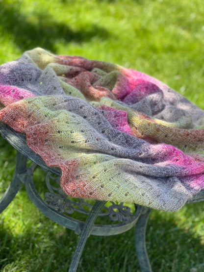 Gradient Hand-Knitted Palantine Shawl Scarf, Dundaga Wool Alpaca Oversized Wrap, Van Gogh Monet Goya Artist Collection