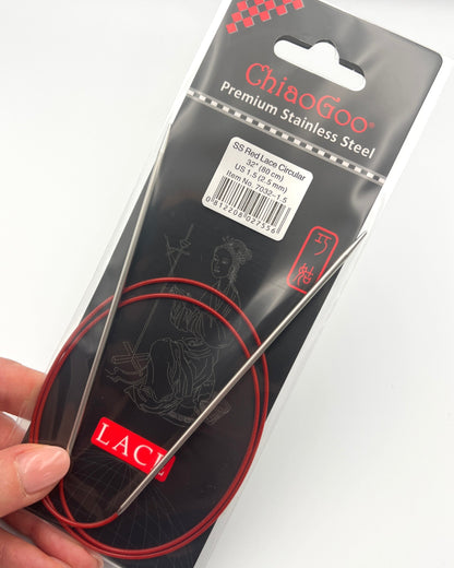 ChiaoGoo RED Lace 32 inch fixed circular stainless steel knitting needles