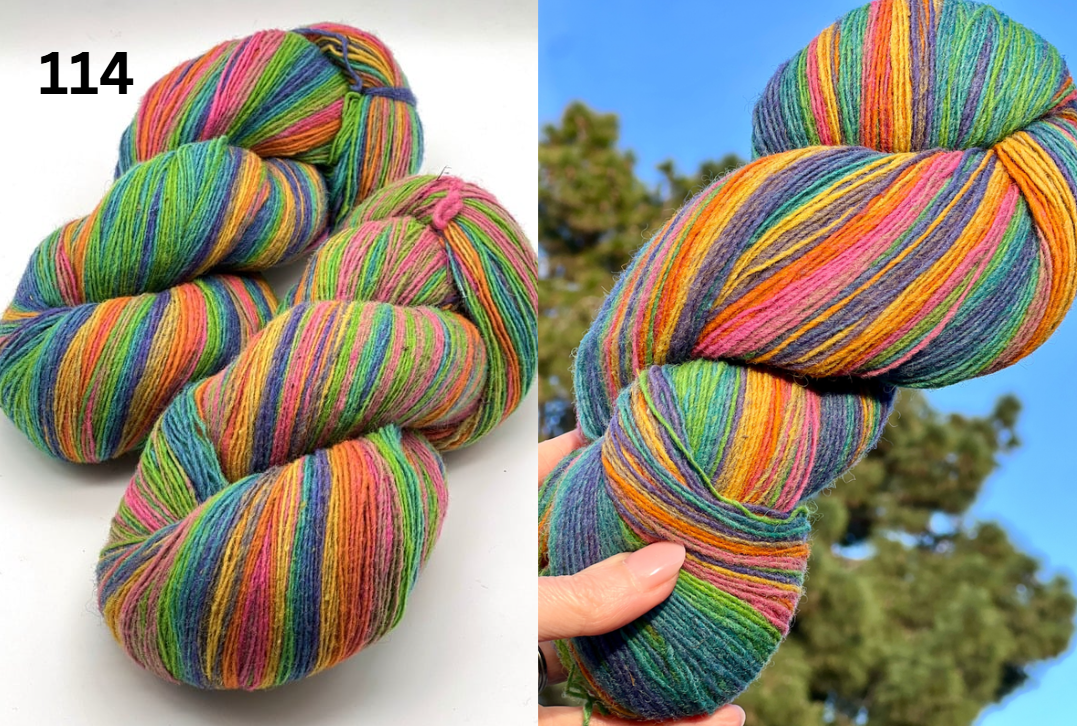 Small-batch dyed heritage skeins of 100% Latvian Dark-Headed Sheep Wool in earthy multicolor gradients like Green-Brown #052. The image shows the rustic single-ply texture and the sheep breed origin, representing the authentic wool traditions of Paces Vilnas Fabrika, Latvia. Available at iDOKNiT.com.