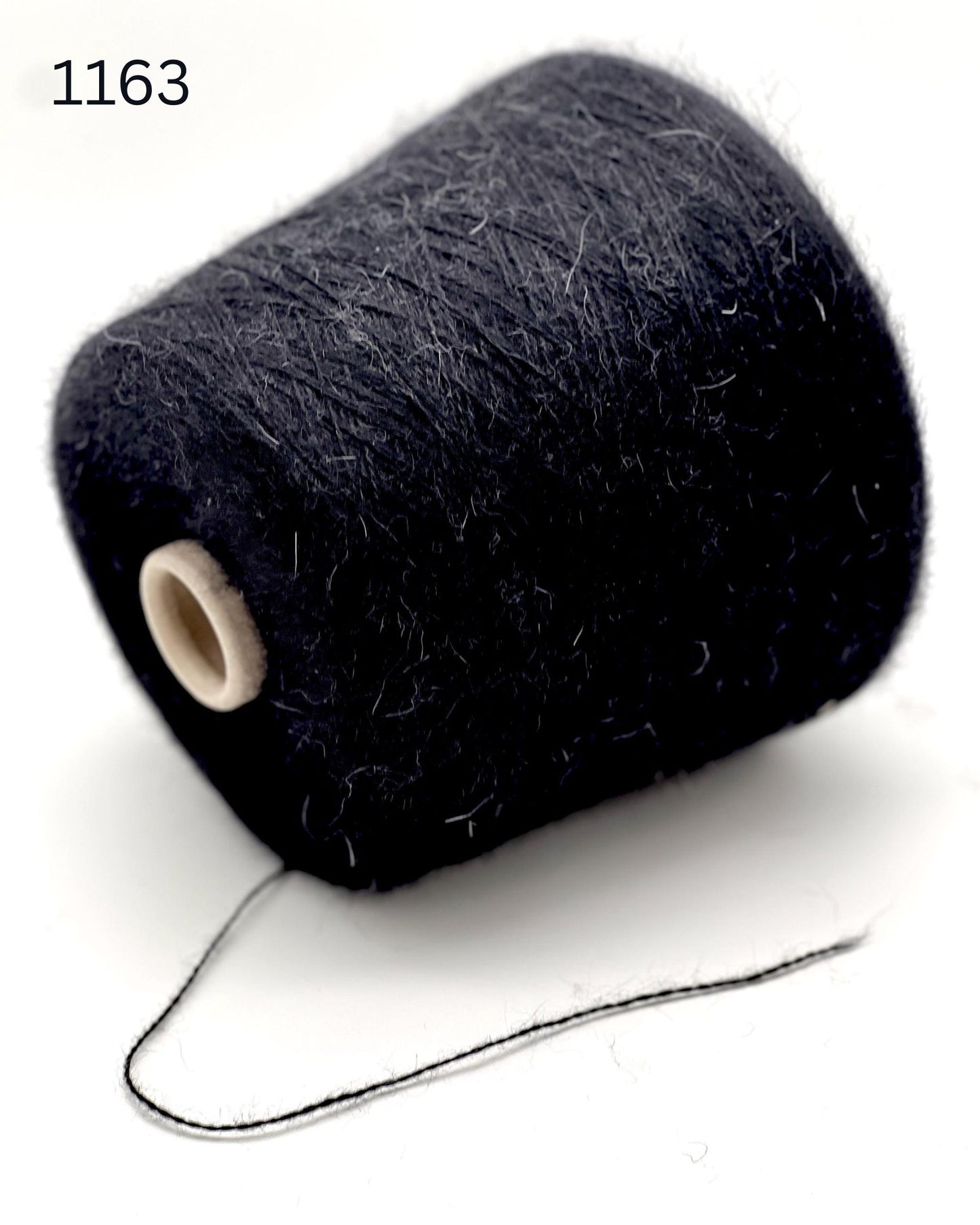 FILATI POWER AURORA black Superkid Mohair yarn cone, Italian lace weight mohair blend for sweaters, shawls, cardigans, and luxury knitting