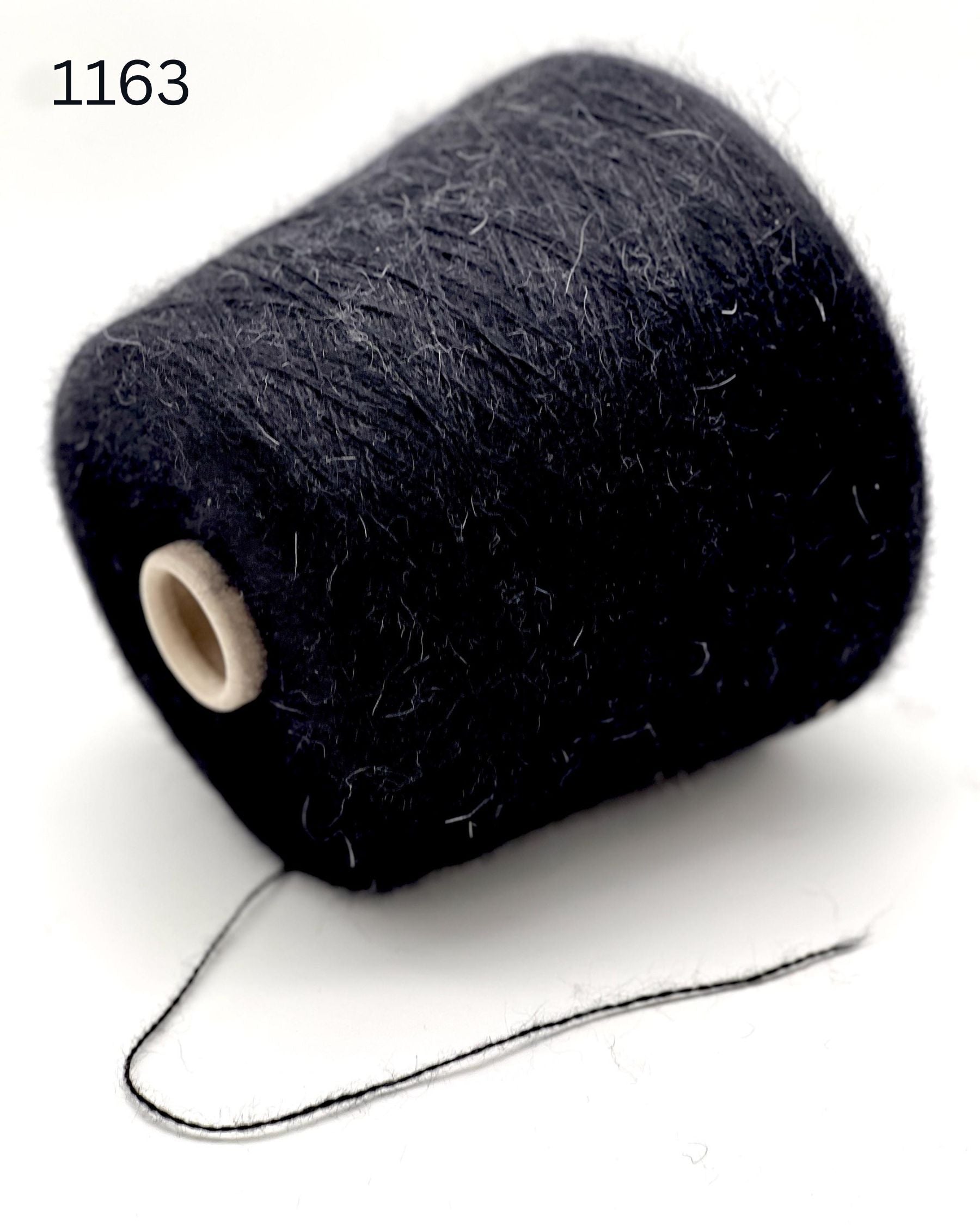 FILATI POWER AURORA black Superkid Mohair yarn cone, Italian lace weight mohair blend for sweaters, shawls, cardigans, and luxury knitting