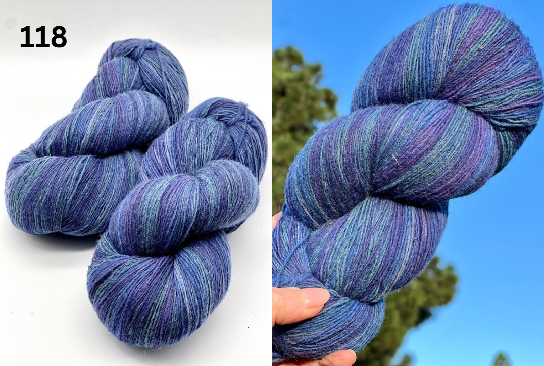 Small-batch dyed skeins of 100% Latvian Dark-Headed Sheep Wool in varied earth tones and vibrant multi-colors like Green-Brown striped 052. The rustic single-ply texture is shown in detail, including images of the sheep and the historic Paces Vilnas Fabrika origin. Available at iDOKNiT.com.