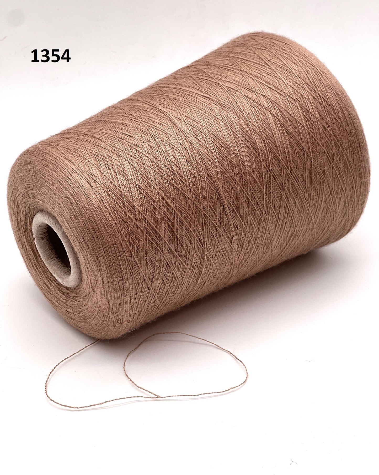 Spool of brown yarn on a white background