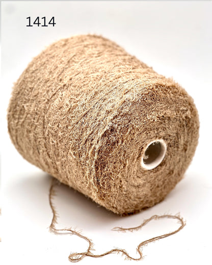 RiGo MANDORLO Italian grass yarn made from silk and merino wool, luxury textured fingering weight yarn for sweaters, shawls, and accessories.