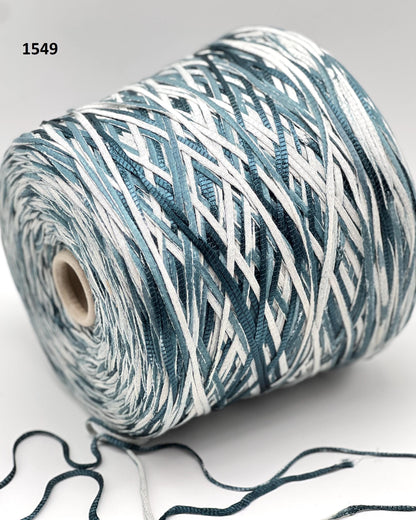Mister Joe GRAFFITO 71% cotton 29% viscose Italian Aran yarn with a bold ribbon texture for summer knitting at iDOKNiT.