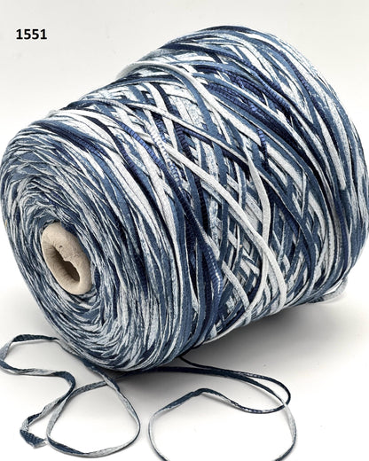 Mister Joe GRAFFITO 71% cotton 29% viscose Italian Aran yarn with a bold ribbon texture for summer knitting at iDOKNiT.