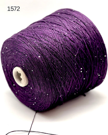 Hilo brillante de seda y lino Paillettes, SAINT TROPEZ, hilo italiano de lujo de RiGo, en ovillos o conos, grosor fingering, 400 m/100 g (437 y/3,52 oz)