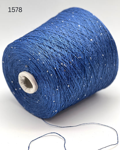 Hilo brillante de seda y lino Paillettes, SAINT TROPEZ, hilo italiano de lujo de RiGo, en ovillos o conos, grosor fingering, 400 m/100 g (437 y/3,52 oz)