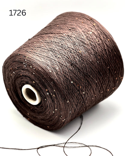 GG FILATI BELLINO Italian 100 percent flax linen fingering weight yarn with integrated 2mm micro sequins on cone for knitting crochet weaving from iDOKNiT