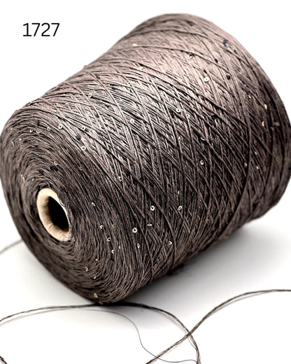 GG FILATI BELLINO Italian 100 percent flax linen fingering weight yarn with integrated 2mm micro sequins on cone for knitting crochet weaving from iDOKNiT