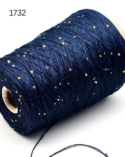 GG FILATI BELLINO Italian 100 percent flax linen fingering weight yarn with integrated 2mm micro sequins on cone for knitting crochet weaving from iDOKNiT