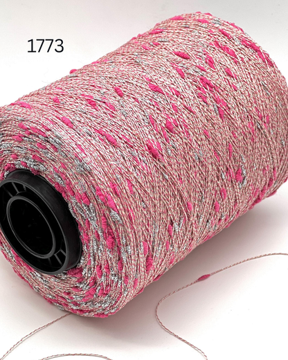 Luxury Italian cotton lurex yarn SUNFLOWER by RiGo
Textured cocoon sparkle yarn for Chanel style knitting
Italian lace weight cotton yarn with lurex cocoons
RiGo SUNFLOWER artistic textured fashion yarn
Luxury Italian yarn for couture knitwear and weaving